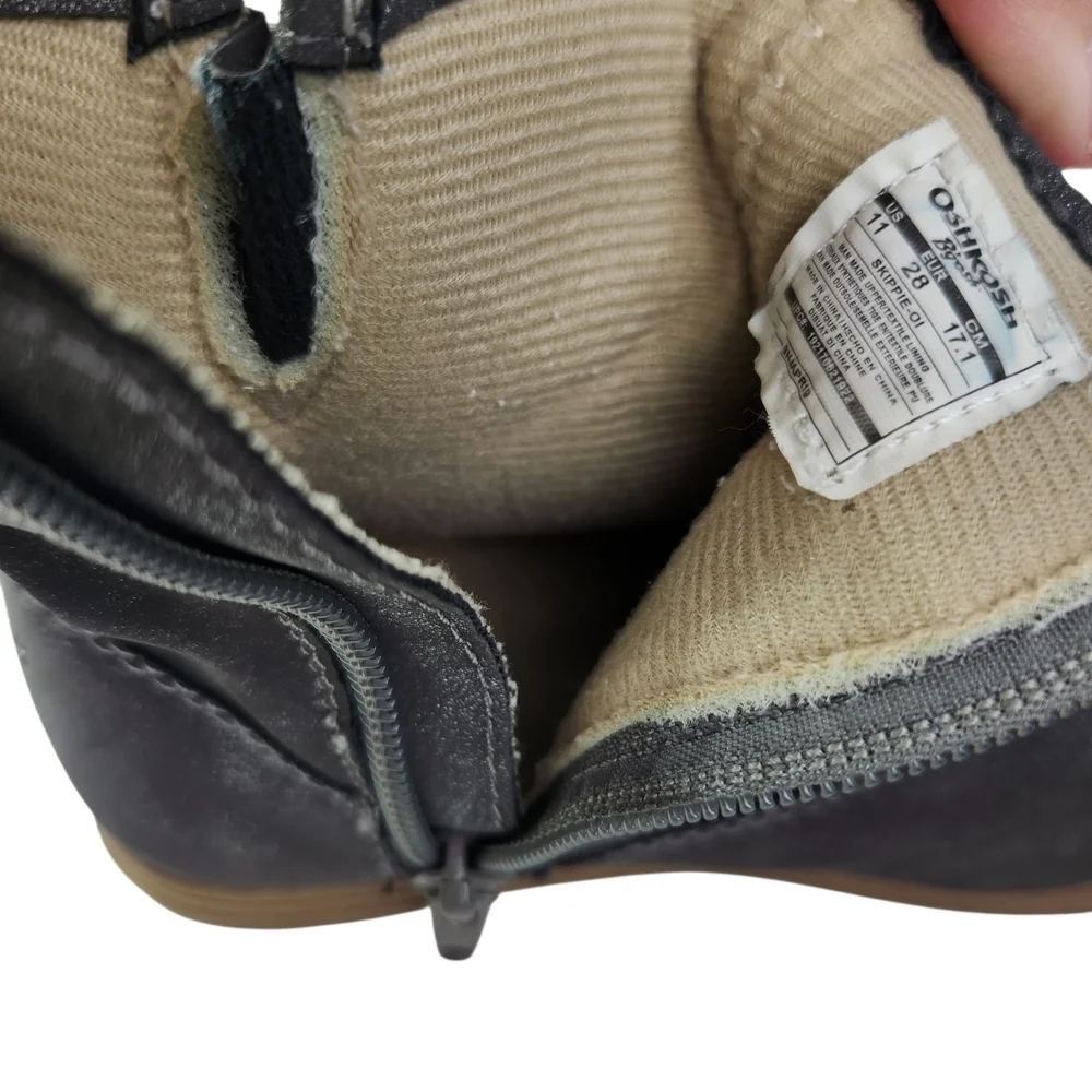 OshKosh B'gosh Toddler Girls' Skippie Ankle Boots Size 11 - Shimmery Gray Zip Up
